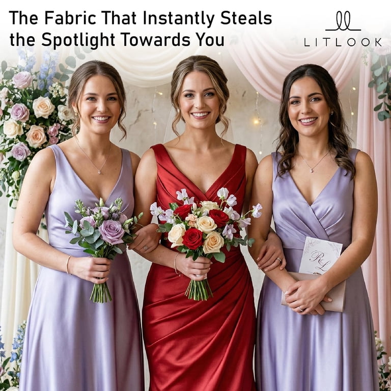 LitLook Satin Faille Stretch Fabric by the Yard - 2-Way Stretch Shiny Satin  Fabric for Wedding Gowns, Bridesmaid & Formal Dresses, Tops & Decor - Red -  Sample - Walmart.com
