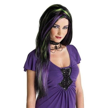 Rebel Witch Wig Black-Purple-Green