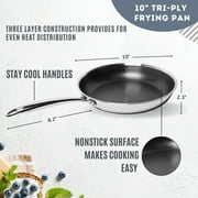 Lexi Home 10 inch Diamond Tri-Ply Non Stick Frying Pan Stainless Steel Cookware