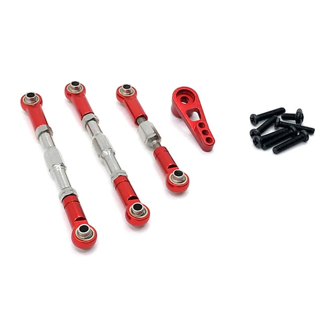 Bewildely Varilla de dirección para coches con Control remoto 1/12, Kit de brazo de Servo de modificación mejorada, reemplazo para WLtoys 12401 12402 Kits de construcción modelo Rojo Bewildely FN010144-02