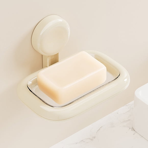 Jabonera de pared con ventosa | Estante de almacenamiento para jabón de baño | Diseño de drenaje sin perforaciones | Jabonera de plástico para ducha, fregadero de cocina o tocador | 1 pieza