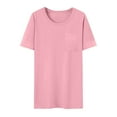thumbnail image 2 of Jalioing Women's Crew Neck Basic T Shirt with Pocket Short Sleeve Solid Color Casual Summer Tops Shirts, 2 of 4