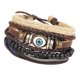 thumbnail image 2 of Pulsera trenzada vintage de cuero multicapa para hombre. ojos cuentas de cuero, 2 of 9