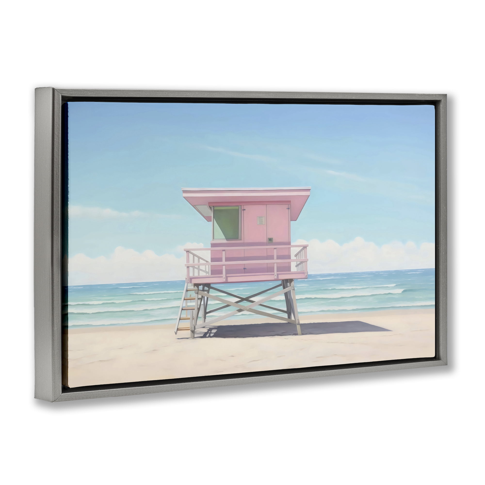 Stupell Industries Miami Beach Lifeguard Station Gray Framed Floater Canvas Wall Art, design by Creative Studio