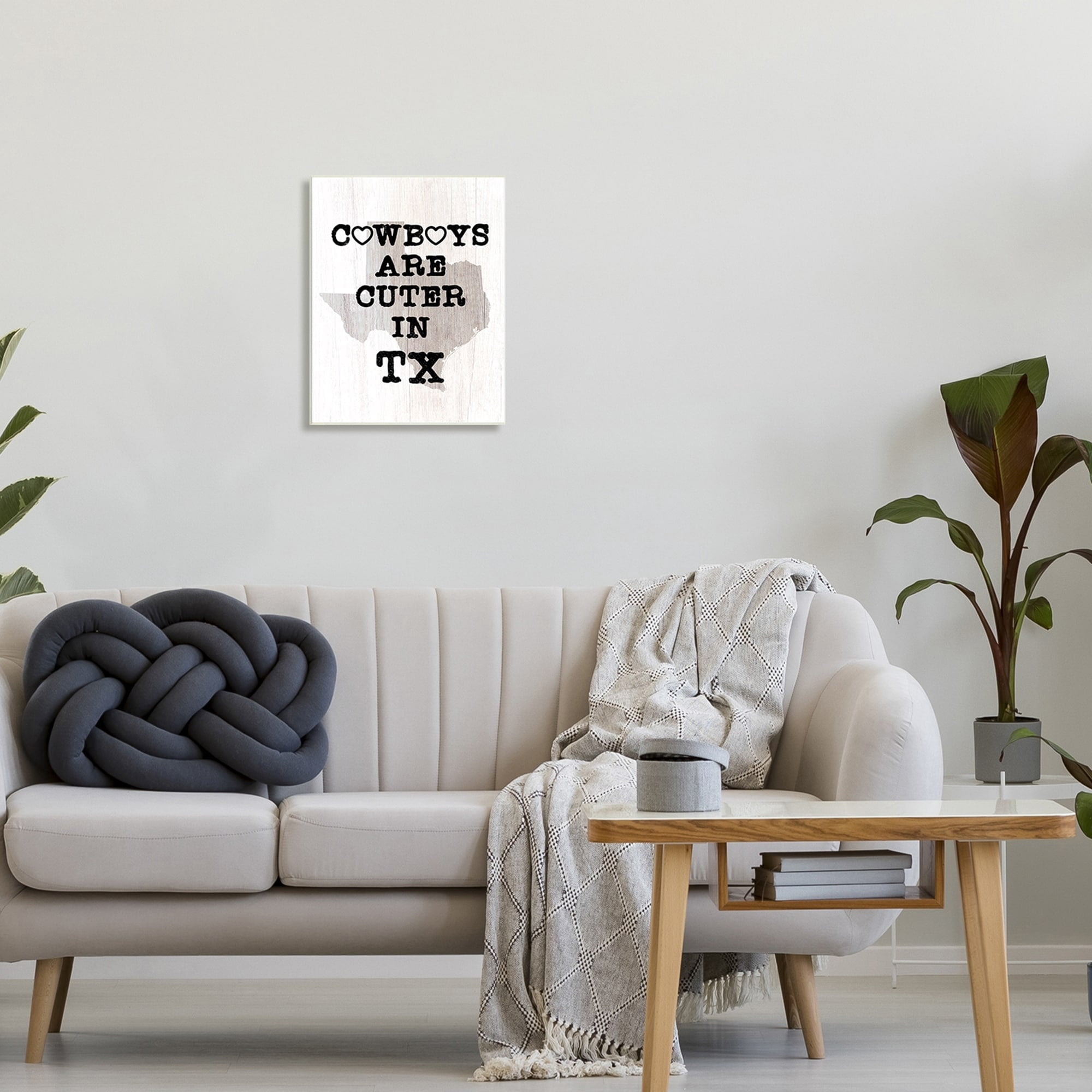Stupell Industries Cowboys Cuter In Texas Text Rustic Grain Pattern , 13 x 19, Design by Lil' Rue