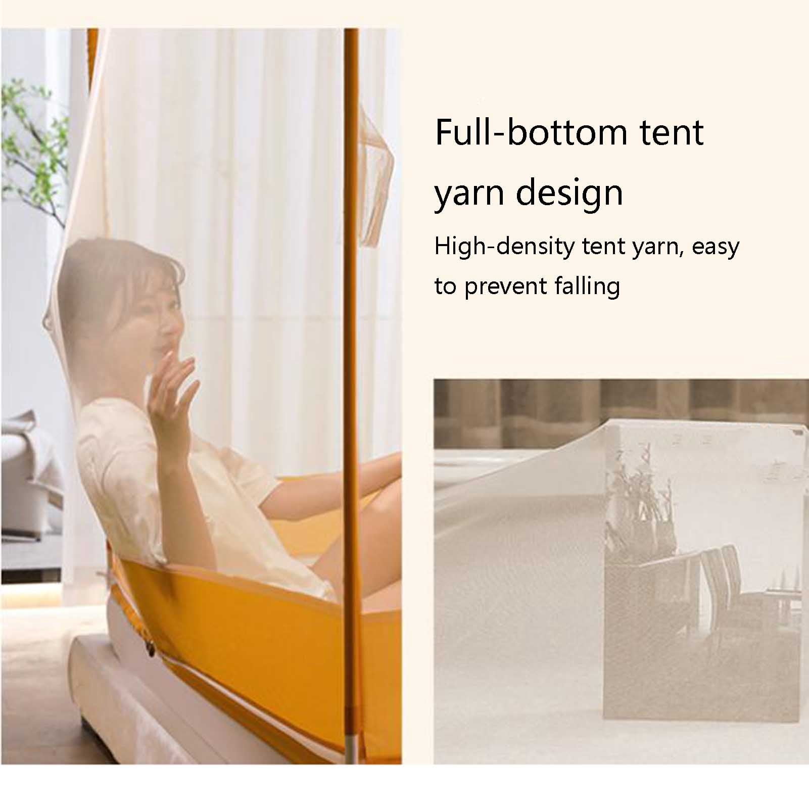 Mosquito Net, 3 Door Canopy Bed Square Top with Bottom Travel House Anti Mosquito Tent for Bedroom, Outdoor, Camping, Travel