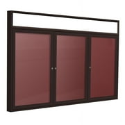 Ghent's Vinyl 48" x 96" 3 Door Enclosed Headliner Flannel Letterboard in Red