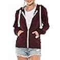 thumbnail image 3 of Urban Look Womens Active Long Sleeve Fleece Zip Up Hoodie (Large, B1 Solid_Maroon), 3 of 4