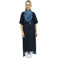 thumbnail image 5 of Bimba Women's Rayon Blue Kurti Asymmetrical Hem Designer Kurta With Scarf - 12, 5 of 8