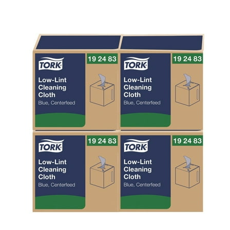 Tork 192483 15 in. x 15 in. 1-Ply Low-Lint Cleaning Cloth - Blue (4 Boxes/Carton)