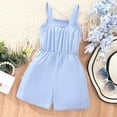 thumbnail image 4 of Kids Rompers Toddler Girls Sleeveless Suspenders Solid Buttons Romper Girls' Jumpsuits Blue 8 Years-9 Years, 4 of 7