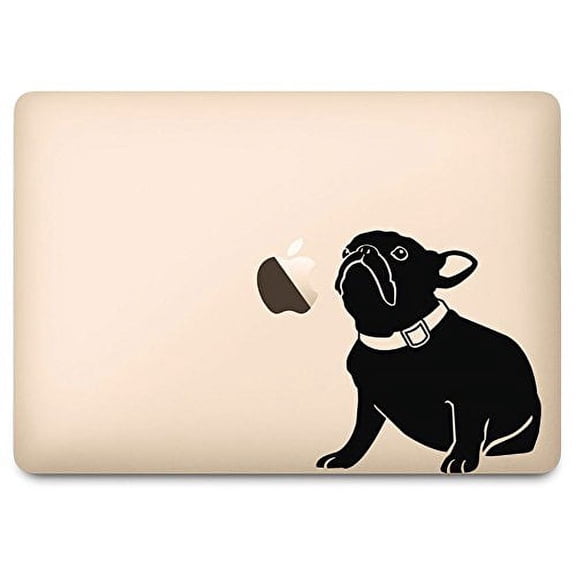 Black Bella the French Bulldog Sitting Decal for 12" Macbook