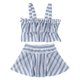 thumbnail image 2 of Traje de baño de dos piezas para niños de moda, traje de baño conservador para niñas, traje de baño popular de una pieza con tirantes para mujeres, rayas azul marino, talla M, 2 of 3