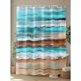 thumbnail image 4 of Shower Curtain Vintage Brown Turquoise Shower Curtains for Bathroom, Waterproof Polyester Shower Curtain Set with Hooks, Standard Size 66" x 72" Ocean Waves, 4 of 6