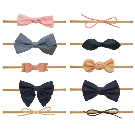 Baby Girl Headbands and bows - Nylon Headband Fits newborn toddler infant girls (Abigail Collection)…