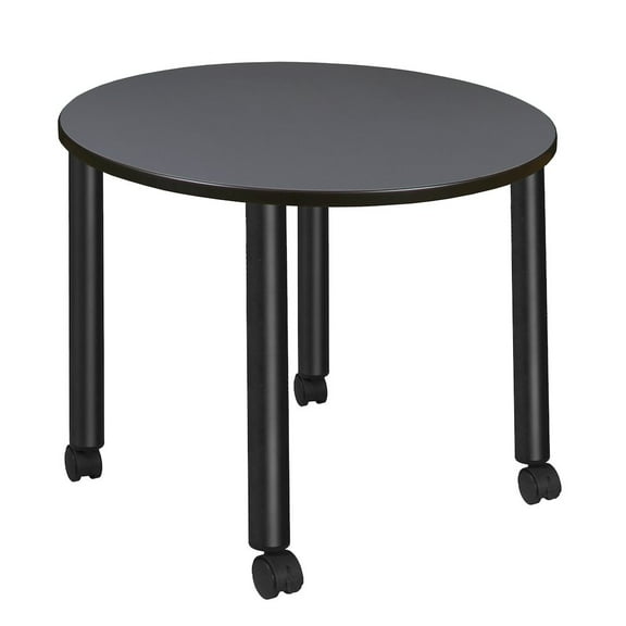 Regency Medium 36 in. Round Breakroom Table- Grey Top, Black Mobile Legs