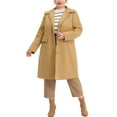 thumbnail image 2 of Agnes Orinda Women's Plus Size Coats Peter Pan Collar Single Breasted With Pockets Trench Winter Long Peacoat 1X Khaki, 2 of 6