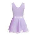 thumbnail image 2 of iEFiEL Girls Ballet Gymnastics Basic Leotard with Chiffon Wrap Skirt Lavender 5-6, 2 of 4