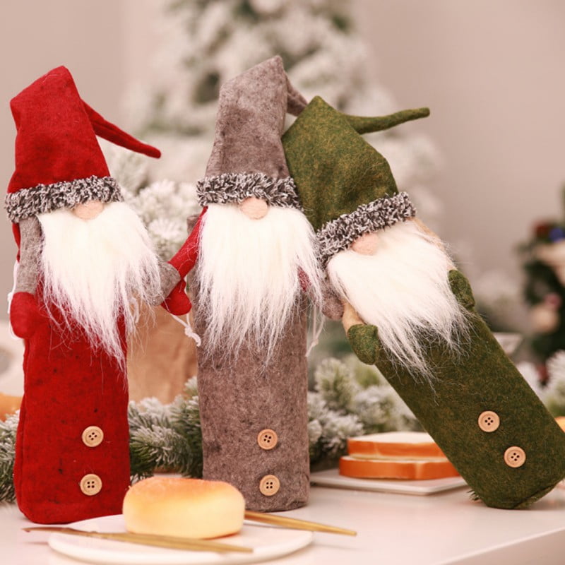 Whimsical Santa Claus Wine Bottle Holder Display Stand Statue As Decorative Christmas Decor for Home Bar and Kitchen Countertop Holiday Decorations Or Unique Christmas Gifts for Wine Lovers 