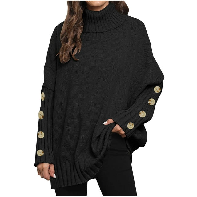 Cameland Women's Solid Color Botton Fall And Winter Long Sleeve Fashion Pullover Sweater Tops
