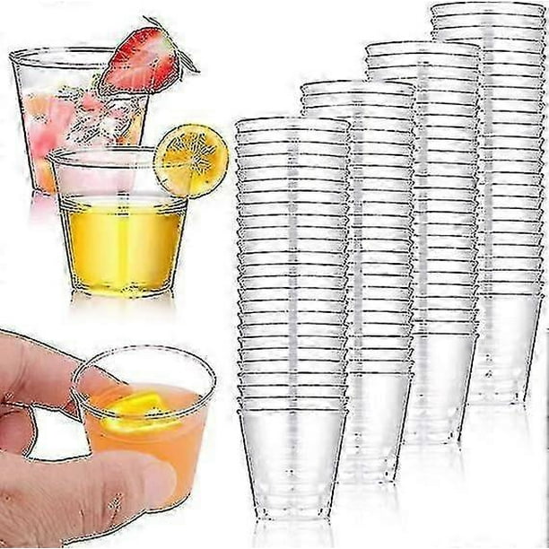 30ml Plastic Shot Glasses 100 Pack, Reusable Party Cups for Wedding Birthday Halloween Bar Accessories