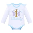 thumbnail image 4 of IDOPIP Baby Girl 1st Cake Smash Birthday Outfit Sequin Butterfly Romper Tutu Skirt with Headband, 4 of 8