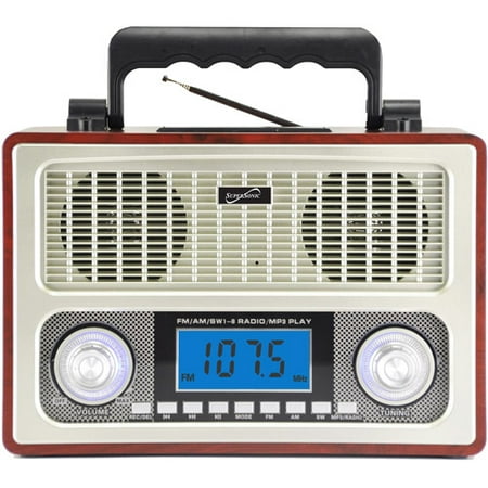 Supersonic 10 Band AM/FM Shortwave Radio, Wood