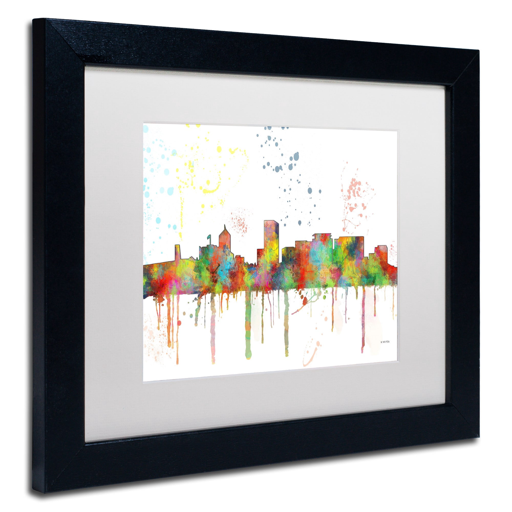 Trademark Fine Art "Portland Oregon Skyline Mclr-1" Canvas Art by Marlene Watson, White Matte, Black Frame