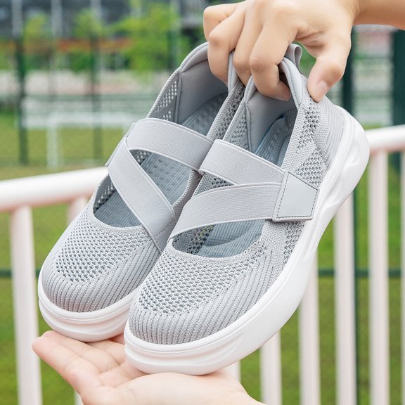 Breathable Mesh Cross Strap Velcro Casual Sneakers Lightweight Cushioned Platform Outdoor Footwear