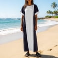 thumbnail image 2 of Bysome Women Dress Colorblock Short Sleeve Crew Neck Baggy Dresses Summer Cozy Soft Women Dresses Size XL Dark Purple, 2 of 4