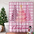 thumbnail image 4 of Shower Curtain 48"W x 72"L Merry Christmas Pink Christmas Trees Pink Plaid Fabric Shower Curtains Set with Hooks Water Repellent Bathroom Curtains Machine Washable Bathroom Accessories, 4 of 9