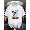 thumbnail image 1 of Camiseta informal de verano para hombre, cuello redondo, 100 % algodón, ligera elasticidad, corte regular, estampado moderno, manga corta para uso diario., 1 of 6