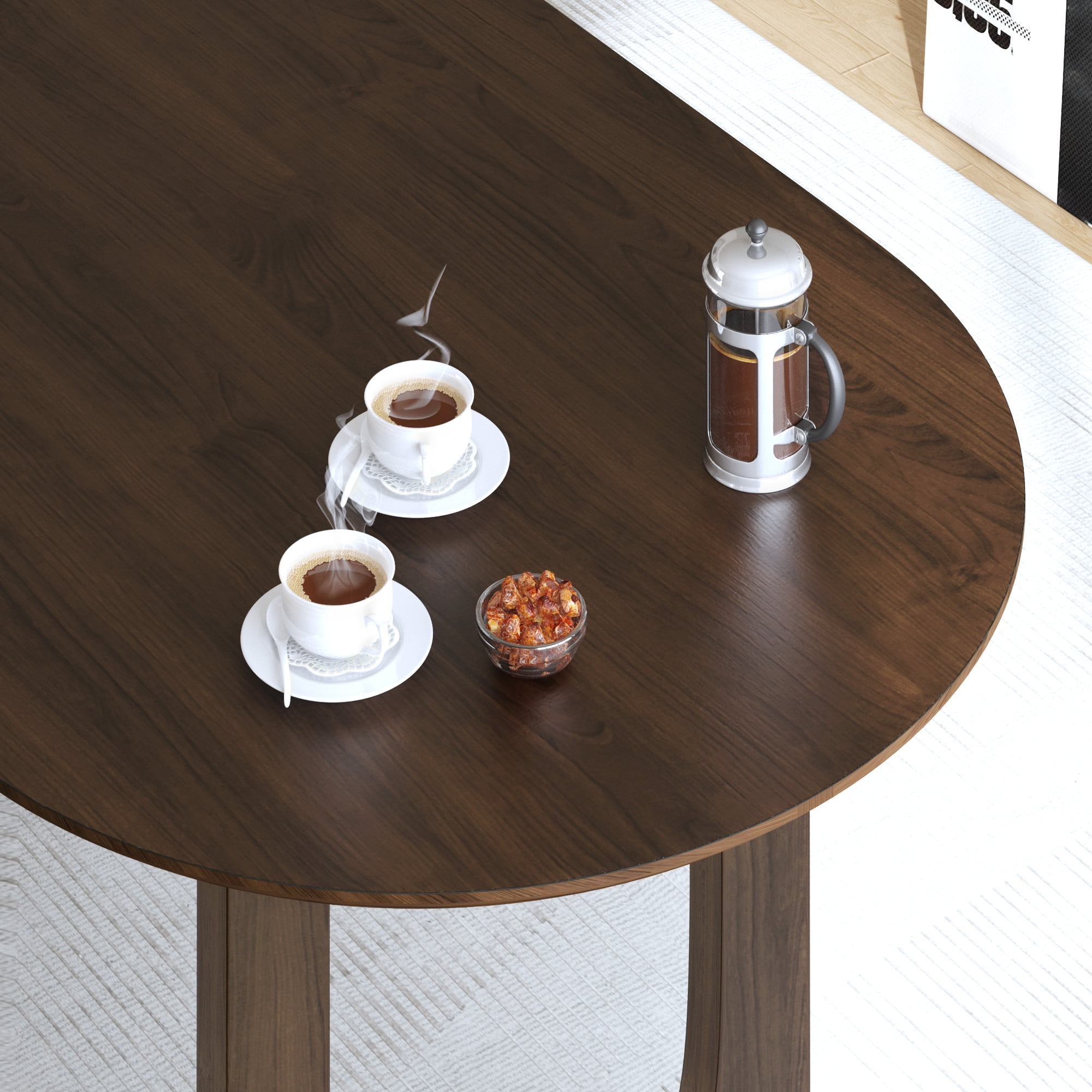 MAYEERTY 31x16 Modern Oval Extendable Dining Table with metal leg,Brown