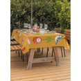 thumbnail image 3 of Outdoor Tablecloth with Umbrella Hole for Patio/Picnic/Party/Camping, Orange Spring Floral Waterproof Table Cloth Rectangle Table Cover Washable, Green Botanical Summer Flower Birds (60"x 102"), 3 of 8