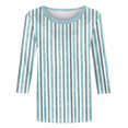 thumbnail image 5 of 3/4 Sleeve Tops for Women Striped Print Crew Neck Shirts Loose Fit Going Out Tops Business Dressy Casual Tunic Blouses 2026 Summer Basic Tees Beach Vacation Outfits, 5 of 5