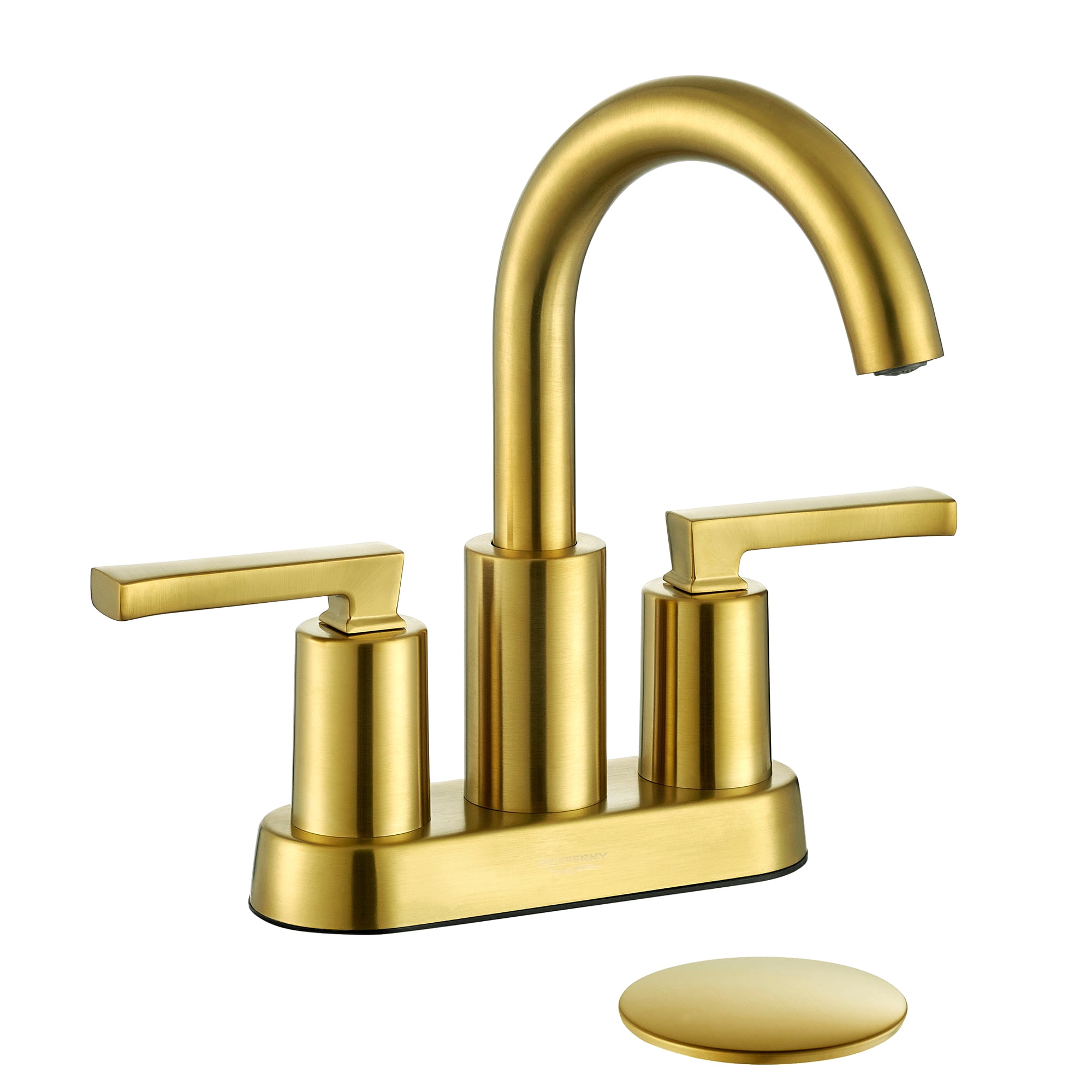 Roffenny Brushed Gold 4 inch Bathroom Faucet Centerset, 2 Handle