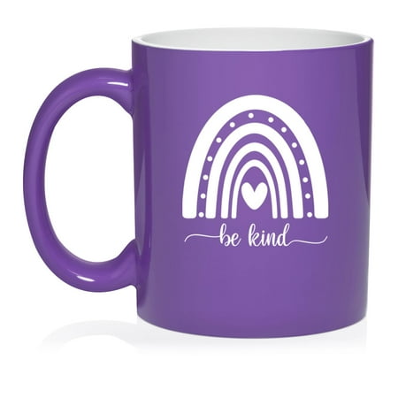 

Boho Rainbow Be Kind Ceramic Coffee Mug Tea Cup Gift for Her Friend Coworker Sister (11oz Purple)