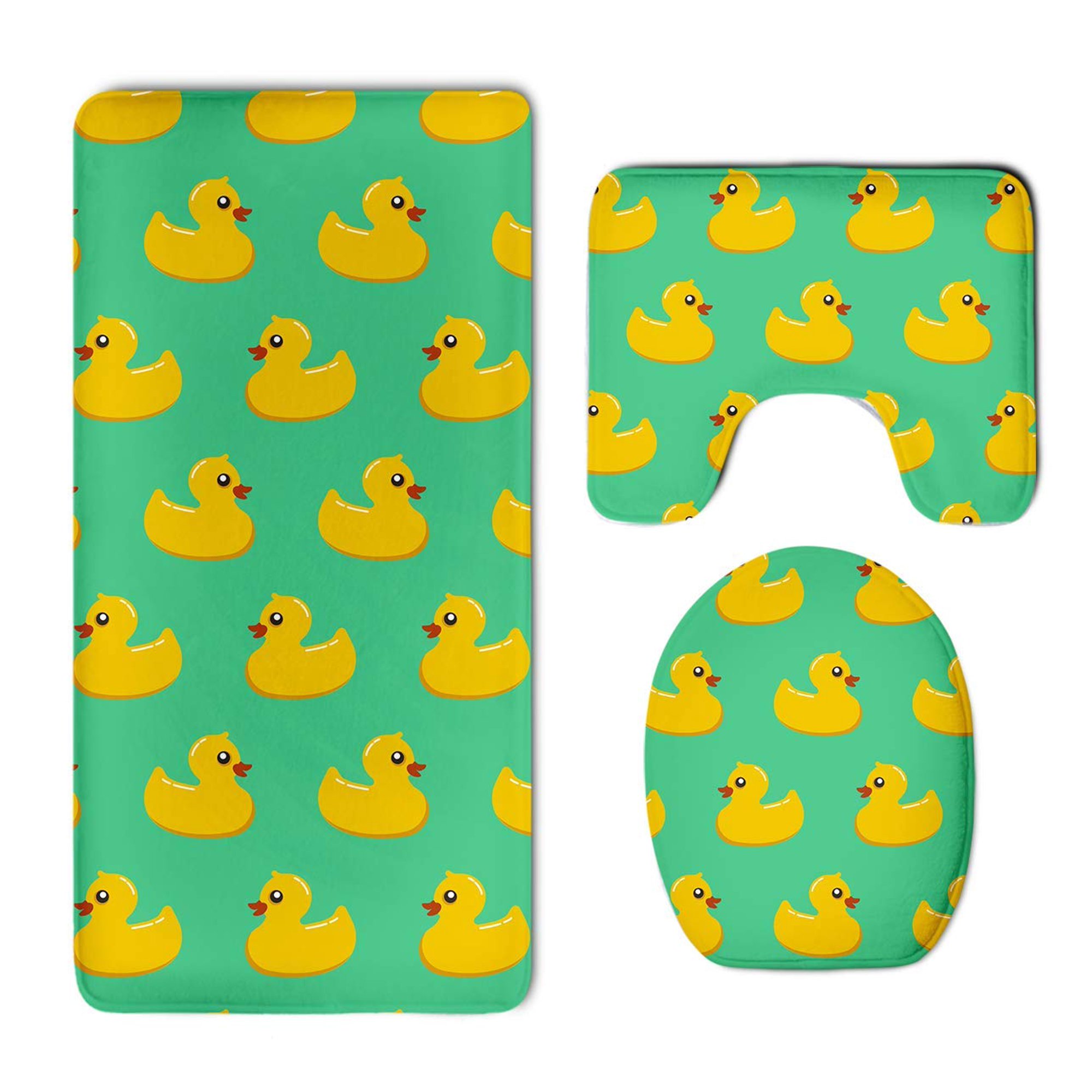 Erehome Fun Novelty Rubber Ducky 3 Piece Bathroom Rugs Set Bath Rug Contour Mat And Toilet Lid Cover Walmart Canada
