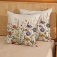 thumbnail image 2 of Spring Pillow Covers 18x18 Inch 2 Pcs Sage Green Watercolor Wild Flower Decor Throw Pillows Vintage Floral Plant Seasonal Summer Outdoor Decoration Pillowcase Linen Cushion Cover for Couch Sofa, 2 of 6
