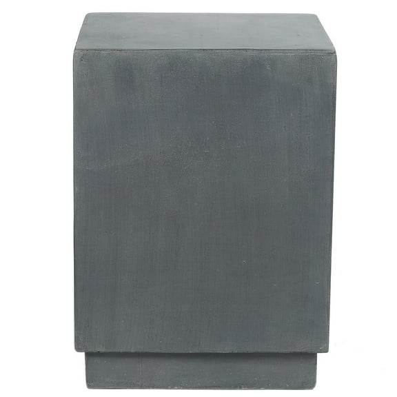 LuxenHome Outdoor Side Table, 18'' Minimalist Gray Square Cement End Tables, Small Accent Table for Indoor, Outdoor, Porch, Poolside, Backyard, Modern Patio Furniture, Plant Stand