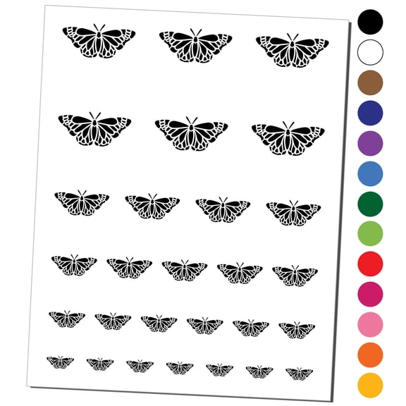 Delicate Detailed Butterfly Spring Summer Nature Monarch Water Resistant Temporary Tattoo Set Fake Body Art Collection - Orange