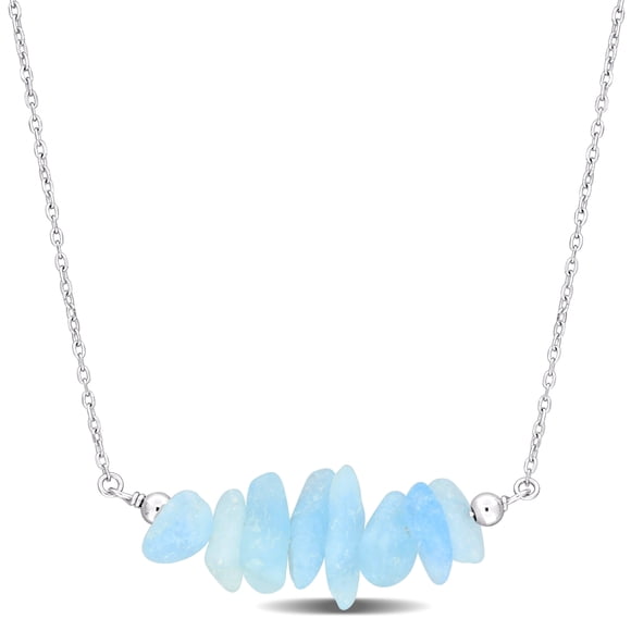 Miabella 1ct TGW Aquamarine Bead Necklace in Sterling Silver