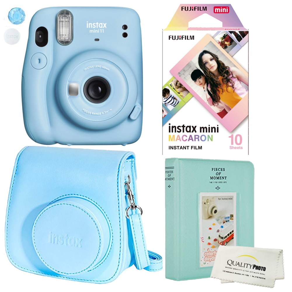 haar gijzelaar Feodaal Fujifilm Instax Mini 11 Polaroid Ice Blue Instant Camera Plus Original Fuji  Case (Macaron) - Walmart.com