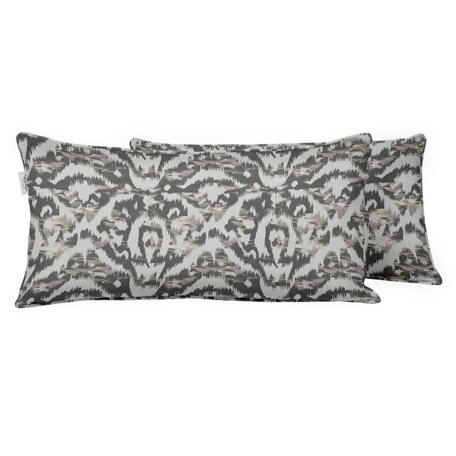 VargottamIndoor/OutdoorPolyester FabricLumbarPillowCover,All-Weather Waterproof Rectangular Cushion Case for Patio Furniture,12" x 20"Set of 2 -Ikat-50