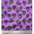 thumbnail image 1 of Soimoi Purple Heavy Satin Fabric Lollipop & Tribal Skull Printed Craft Fabric by the Yard 54 Inch Wide, 1 of 3