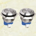 thumbnail image 2 of Guyelim Horn Switch 2Pcs Flat Head 16mm Momentary Push Button Horn Switch for Doorbell Boat Car Waterproof Metal (Silver), 2 of 10