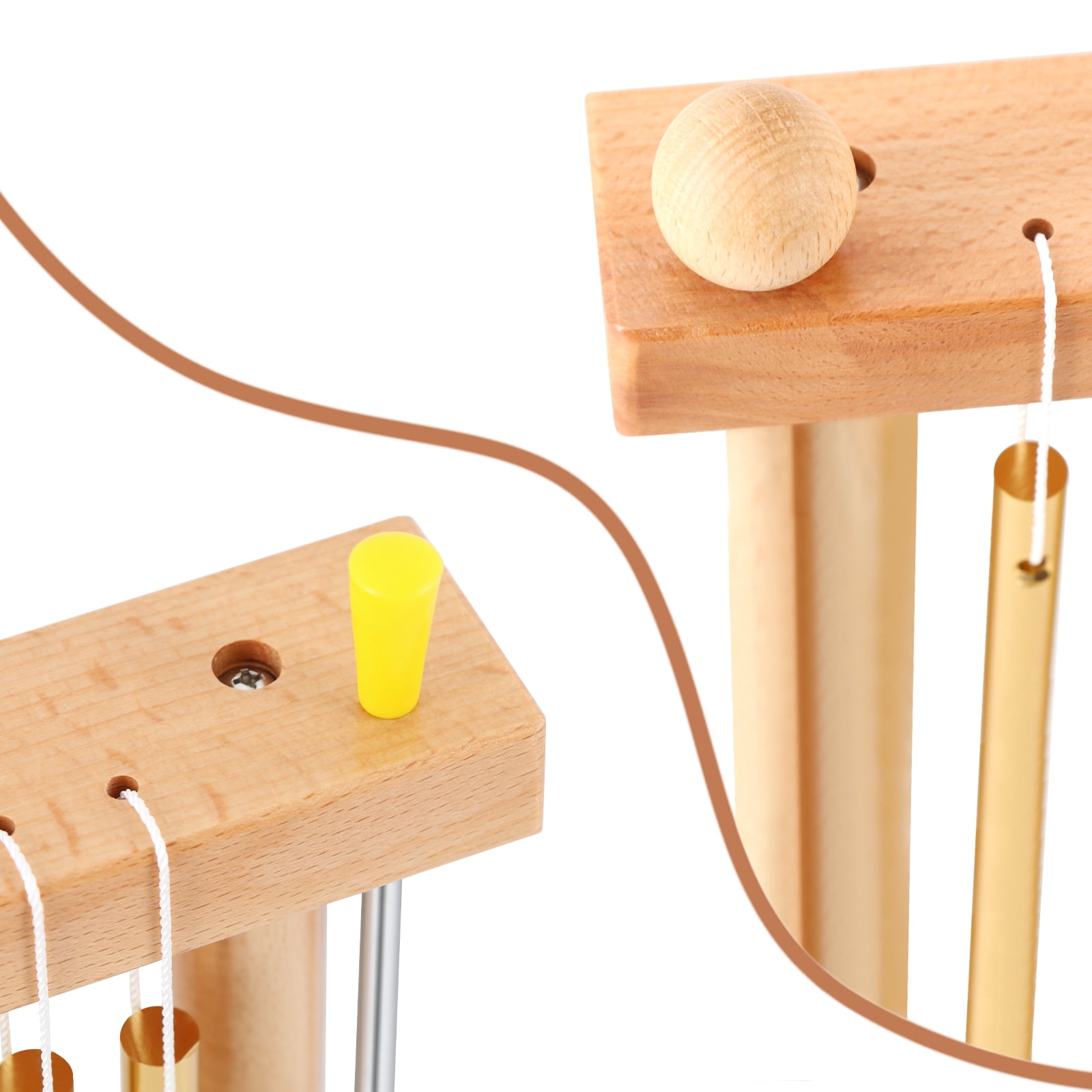 EASTROCK 20-Note Wind Chime Wood Frame with Mallet, Meditation Chime Healing Sound Percussion Instrument,Table Top Chime for Decoration,Gold
