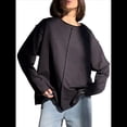thumbnail image 1 of Camisetas de Larga Extragrandes para Mujer, Camisetas Básicas de Cuello Redondo, Tops de Otoño, Ropa Informal de Entrenamiento Y2K. Negro L, 1 of 10