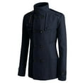 thumbnail image 5 of QHFBli Mens Long Trench Coat Men's Casual Trench Coat Long Slim Fit Business Overcoat Jacket Outerwear Navy XL, 5 of 6