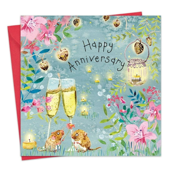 Twizler Anniversary Card - Champagne Mice Happy Wedding Anniversary Greeting Card for Couple - Husband Anniversary Card for Him - Wife Anniversary Card for Her - Mom and Dad Anniversary Card